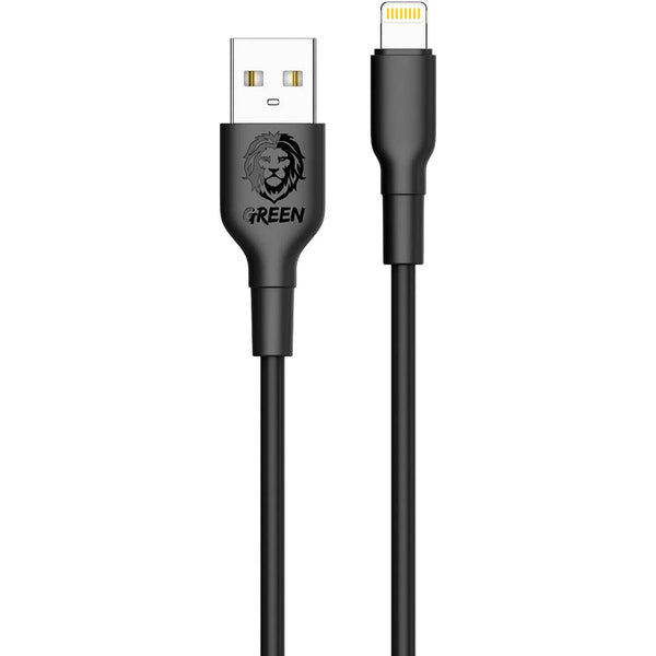 كيبل شاحن آيفون بطول 1.2 متر ( USB-A to Lightning ) 2 أمبير - أسود Green - PVC Lightning Cable - ميقا بايت